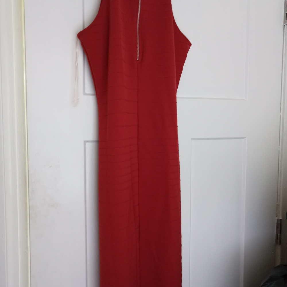 Red Halter Sheath Cocktail Dress